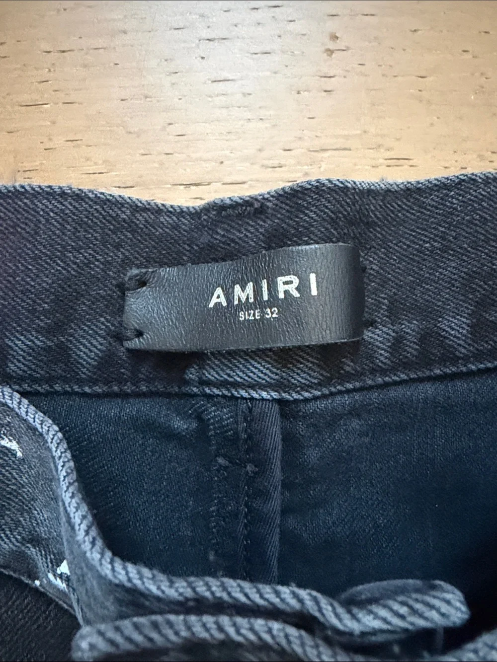 AMIRI Black Distressed Paint-Splatter Denim Shorts